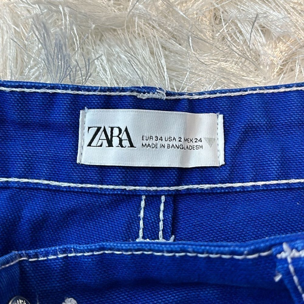 Zara blue cargo/painter pant with white stitching - Picture 4 of 4
